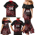 Custom Saints Football Family Matching Mermaid Dress and Hawaiian Shirt Aboriginal Dot Art Pattern