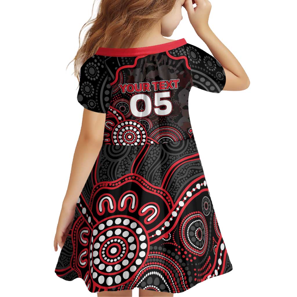 Custom Saints Football Family Matching Off The Shoulder Long Sleeve Dress and Hawaiian Shirt Aboriginal Dot Art Pattern
