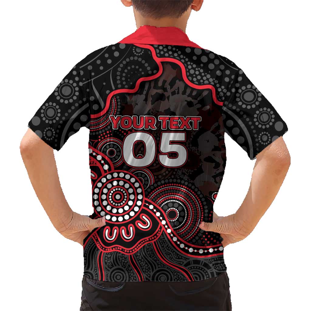 Custom Saints Football Family Matching Off Shoulder Short Dress and Hawaiian Shirt Aboriginal Dot Art Pattern