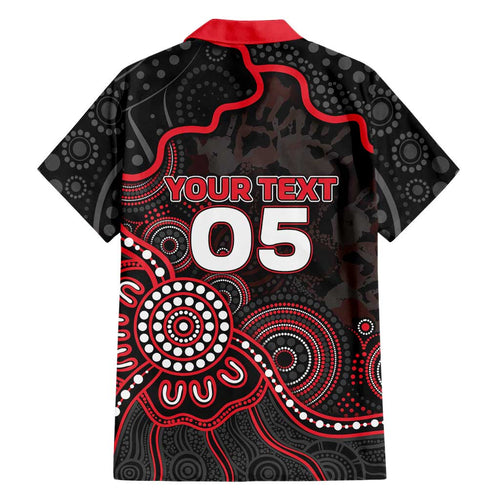 Custom Saints Football Family Matching Off Shoulder Short Dress and Hawaiian Shirt Aboriginal Dot Art Pattern