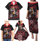 Custom Saints Football Family Matching Puletasi and Hawaiian Shirt Aboriginal Dot Art Pattern