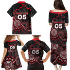 Custom Saints Football Family Matching Puletasi and Hawaiian Shirt Aboriginal Dot Art Pattern