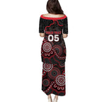 Custom Saints Football Family Matching Puletasi and Hawaiian Shirt Aboriginal Dot Art Pattern
