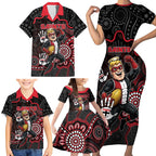 Custom Saints Football Family Matching Short Sleeve Bodycon Dress and Hawaiian Shirt Aboriginal Dot Art Pattern