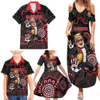 Custom Saints Football Family Matching Summer Maxi Dress and Hawaiian Shirt Aboriginal Dot Art Pattern
