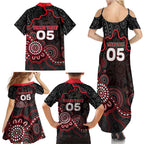 Custom Saints Football Family Matching Summer Maxi Dress and Hawaiian Shirt Aboriginal Dot Art Pattern