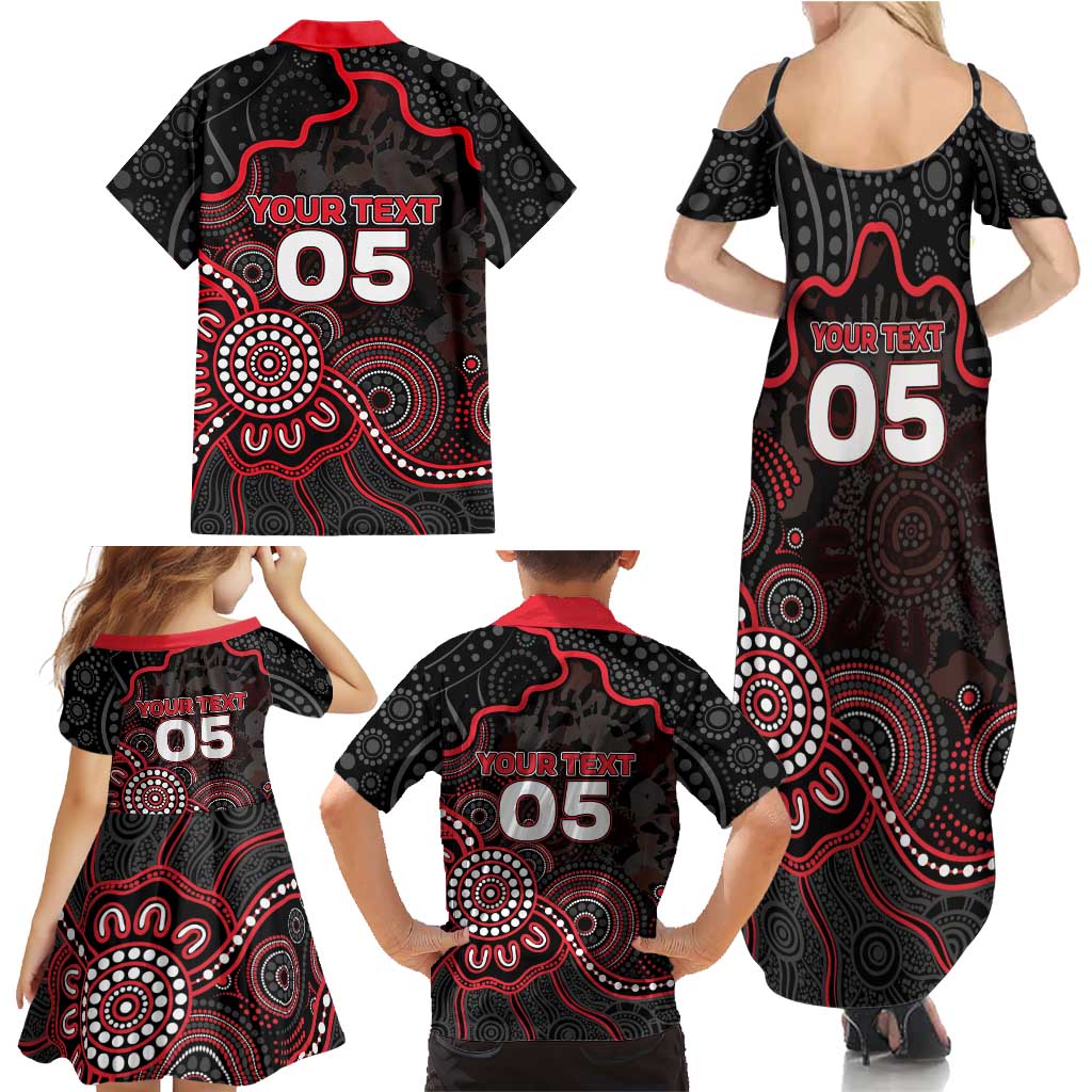 Custom Saints Football Family Matching Summer Maxi Dress and Hawaiian Shirt Aboriginal Dot Art Pattern