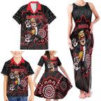 Custom Saints Football Family Matching Tank Maxi Dress and Hawaiian Shirt Aboriginal Dot Art Pattern