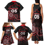 Custom Saints Football Family Matching Tank Maxi Dress and Hawaiian Shirt Aboriginal Dot Art Pattern