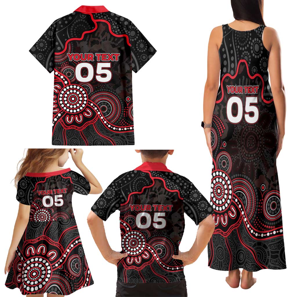 Custom Saints Football Family Matching Tank Maxi Dress and Hawaiian Shirt Aboriginal Dot Art Pattern