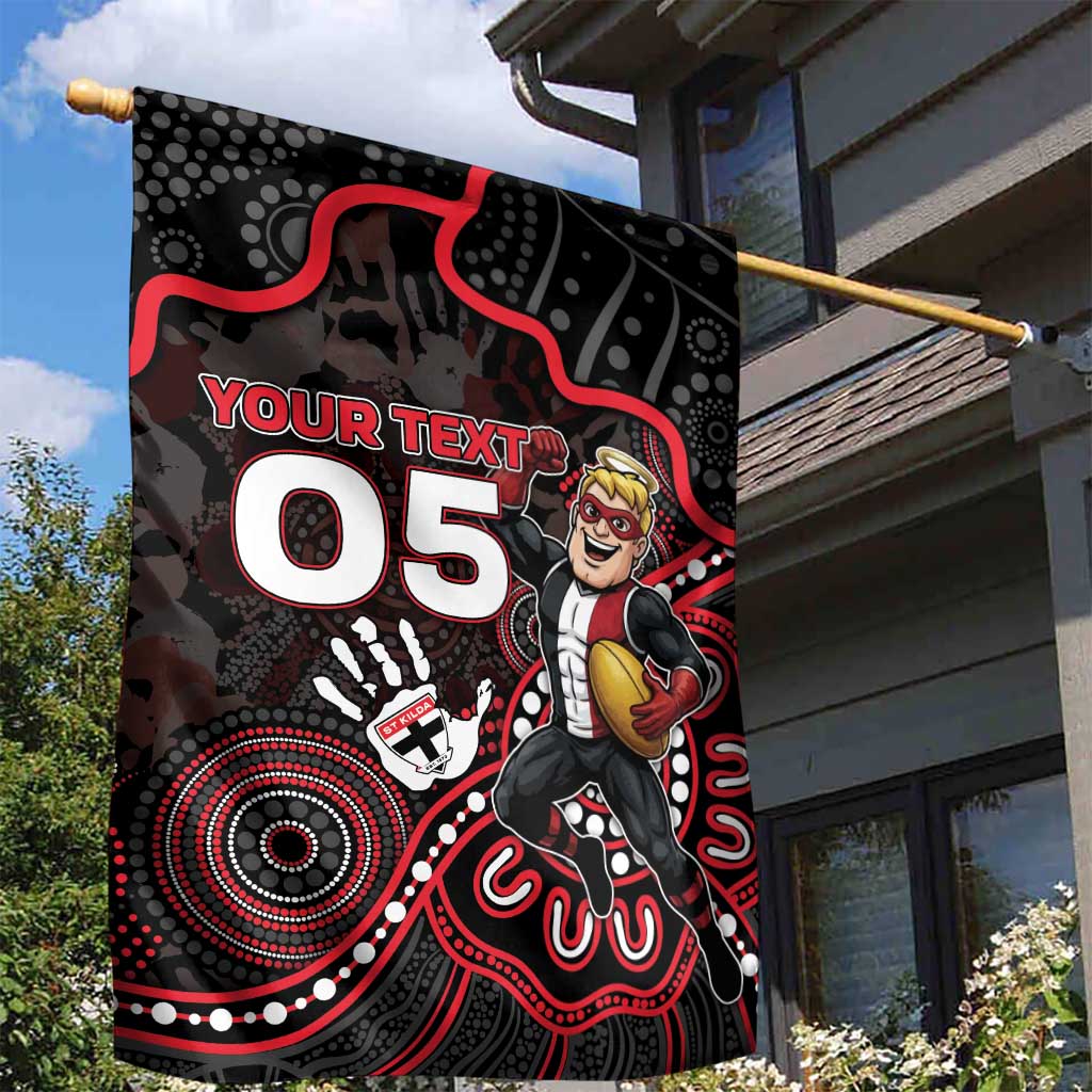 Custom Saints Football Garden Flag Aboriginal Dot Art Pattern