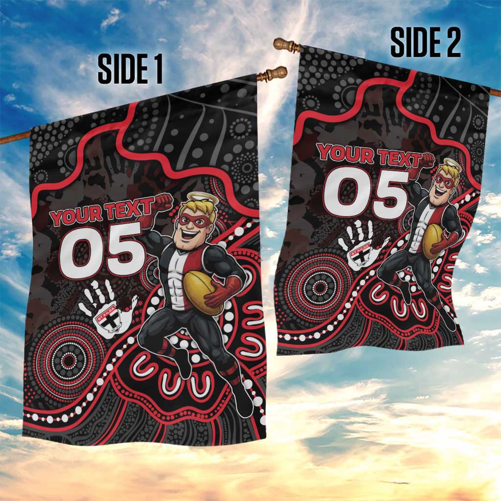 Custom Saints Football Garden Flag Aboriginal Dot Art Pattern