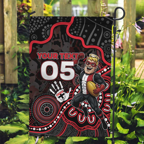 Custom Saints Football Garden Flag Aboriginal Dot Art Pattern