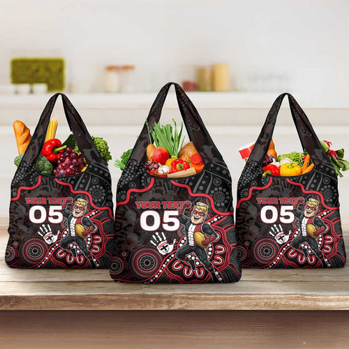 Custom Saints Football Grocery Bag Aboriginal Dot Art Pattern