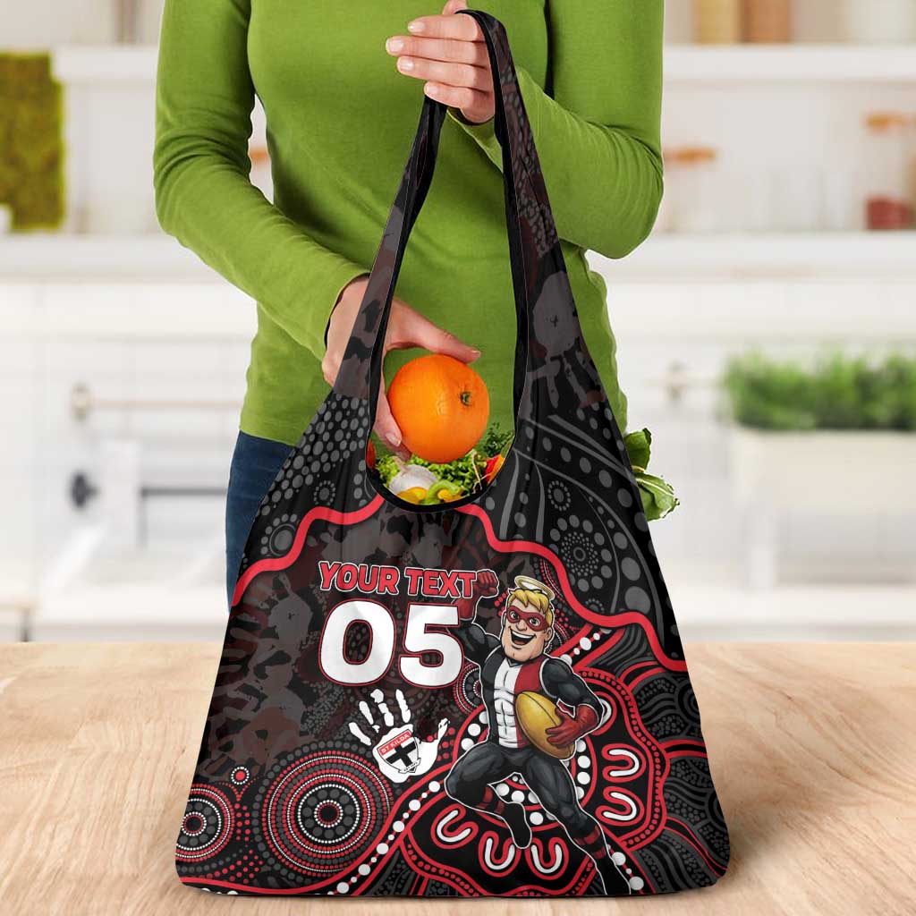 Custom Saints Football Grocery Bag Aboriginal Dot Art Pattern