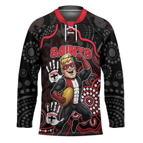 Custom Saints Football Hockey Jersey Aboriginal Dot Art Pattern