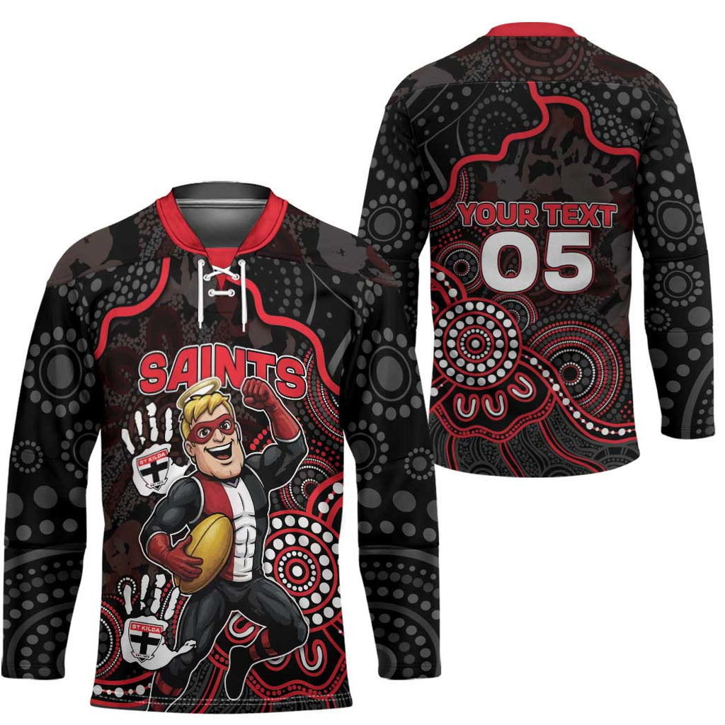Custom Saints Football Hockey Jersey Aboriginal Dot Art Pattern
