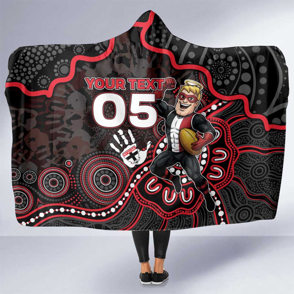 Custom Saints Football Hooded Blanket Aboriginal Dot Art Pattern