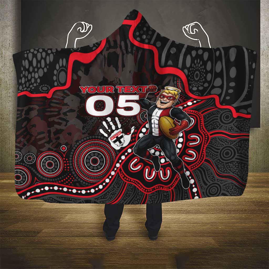 Custom Saints Football Hooded Blanket Aboriginal Dot Art Pattern