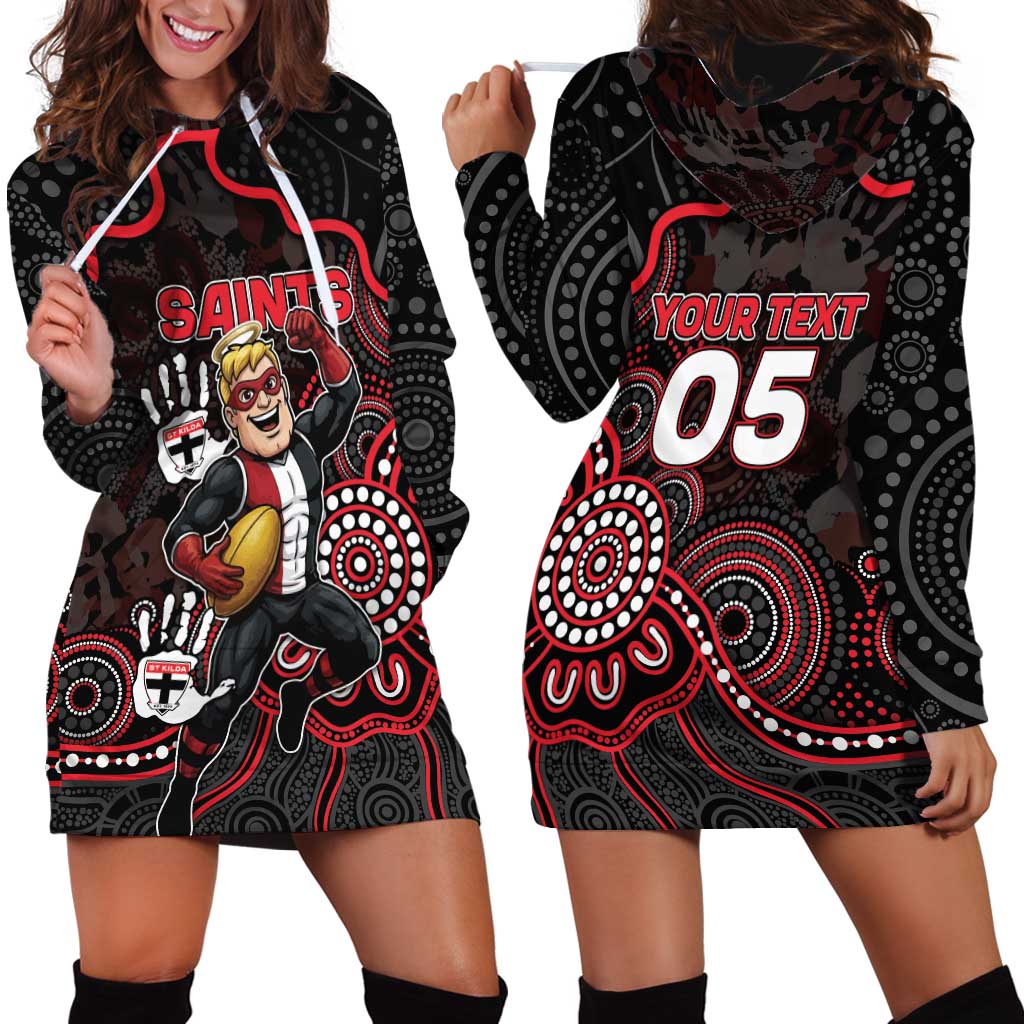 Custom Saints Football Hoodie Dress Aboriginal Dot Art Pattern