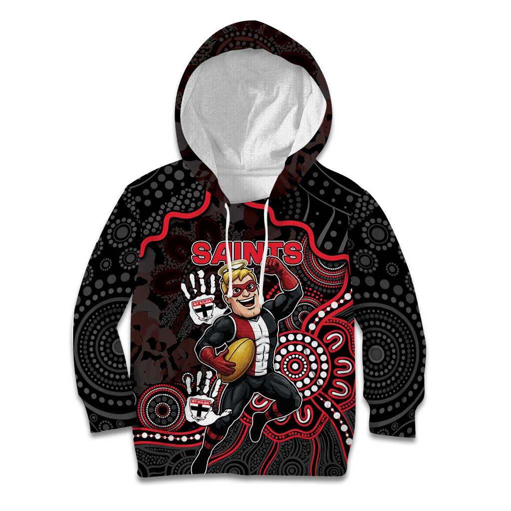 Custom Saints Football Kid Hoodie Aboriginal Dot Art Pattern