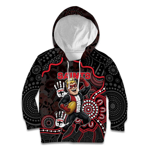 Custom Saints Football Kid Hoodie Aboriginal Dot Art Pattern