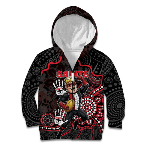 Custom Saints Football Kid Hoodie Aboriginal Dot Art Pattern