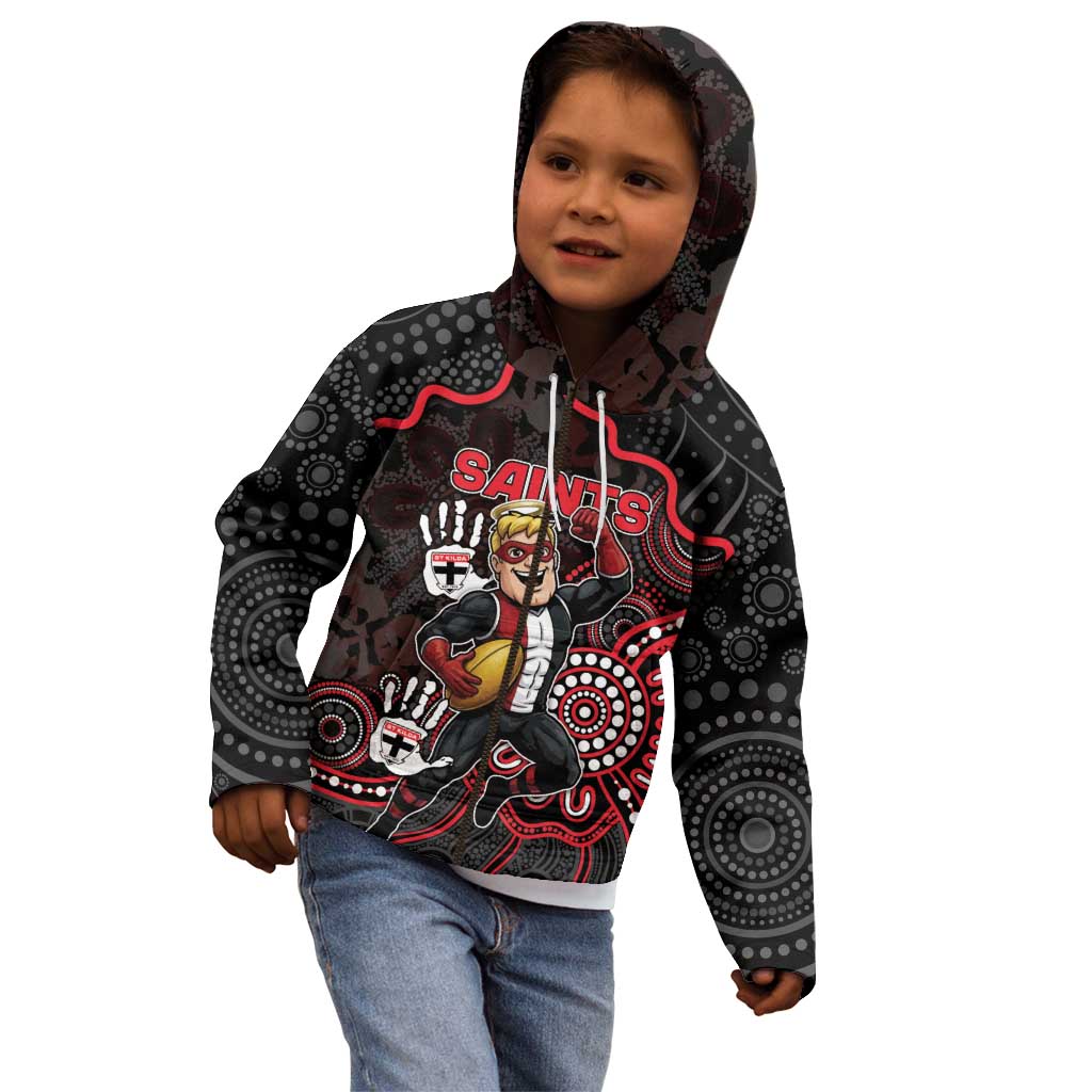 Custom Saints Football Kid Hoodie Aboriginal Dot Art Pattern