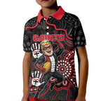 Custom Saints Football Kid Polo Shirt Aboriginal Dot Art Pattern