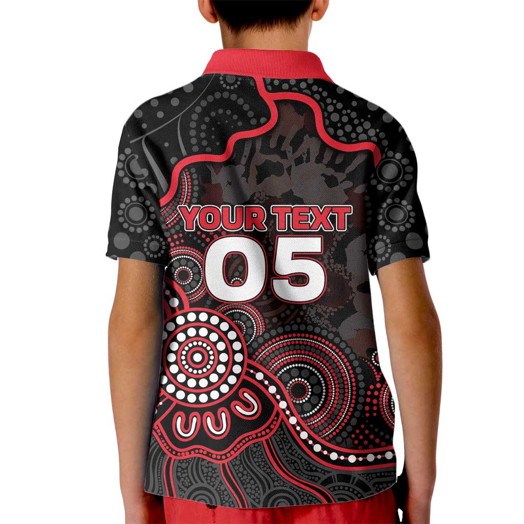 Custom Saints Football Kid Polo Shirt Aboriginal Dot Art Pattern