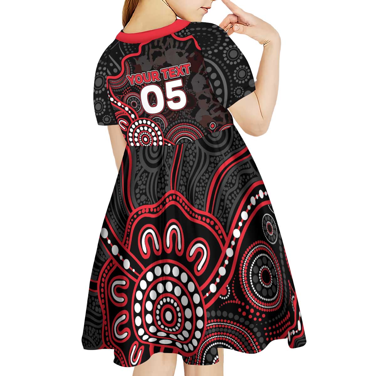 Custom Saints Football Kid Short Sleeve Dress Aboriginal Dot Art Pattern