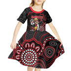 Custom Saints Football Kid Short Sleeve Dress Aboriginal Dot Art Pattern