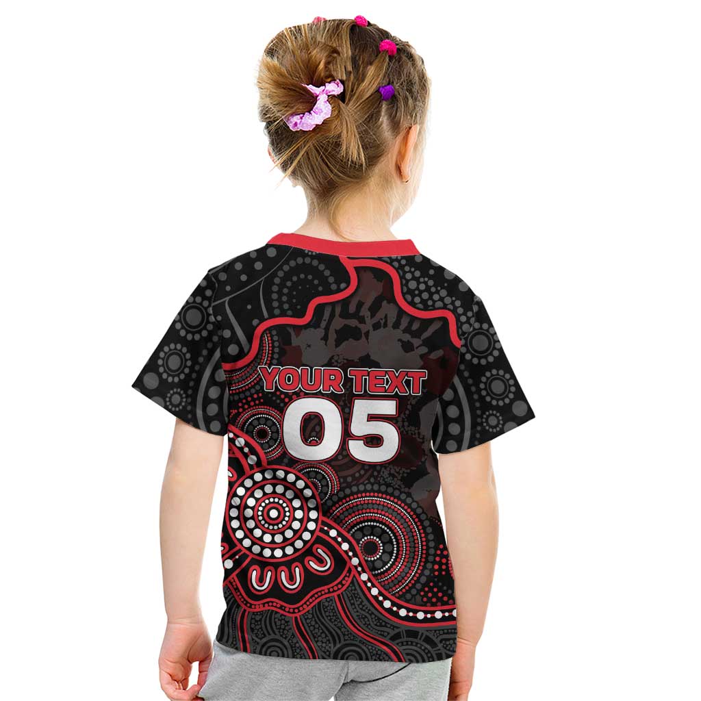 Custom Saints Football Kid T Shirt Aboriginal Dot Art Pattern