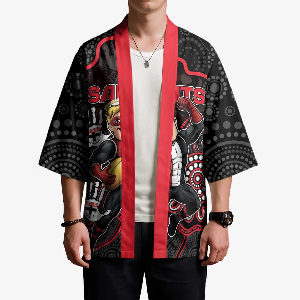 Custom Saints Football Kimono Aboriginal Dot Art Pattern