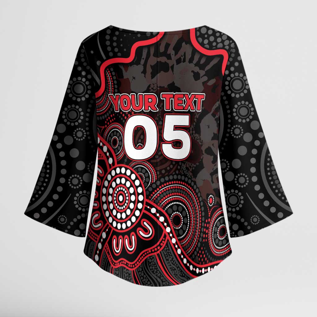 Custom Saints Football Kimono Sleeve Blouse Aboriginal Dot Art Pattern