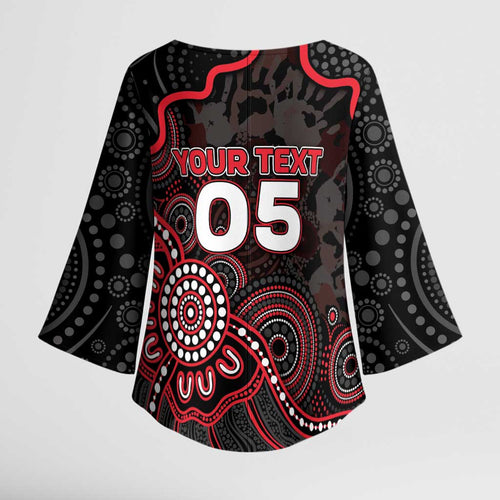 Custom Saints Football Kimono Sleeve Blouse Aboriginal Dot Art Pattern
