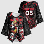 Custom Saints Football Kimono Sleeve Blouse Aboriginal Dot Art Pattern