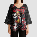 Custom Saints Football Kimono Sleeve Blouse Aboriginal Dot Art Pattern