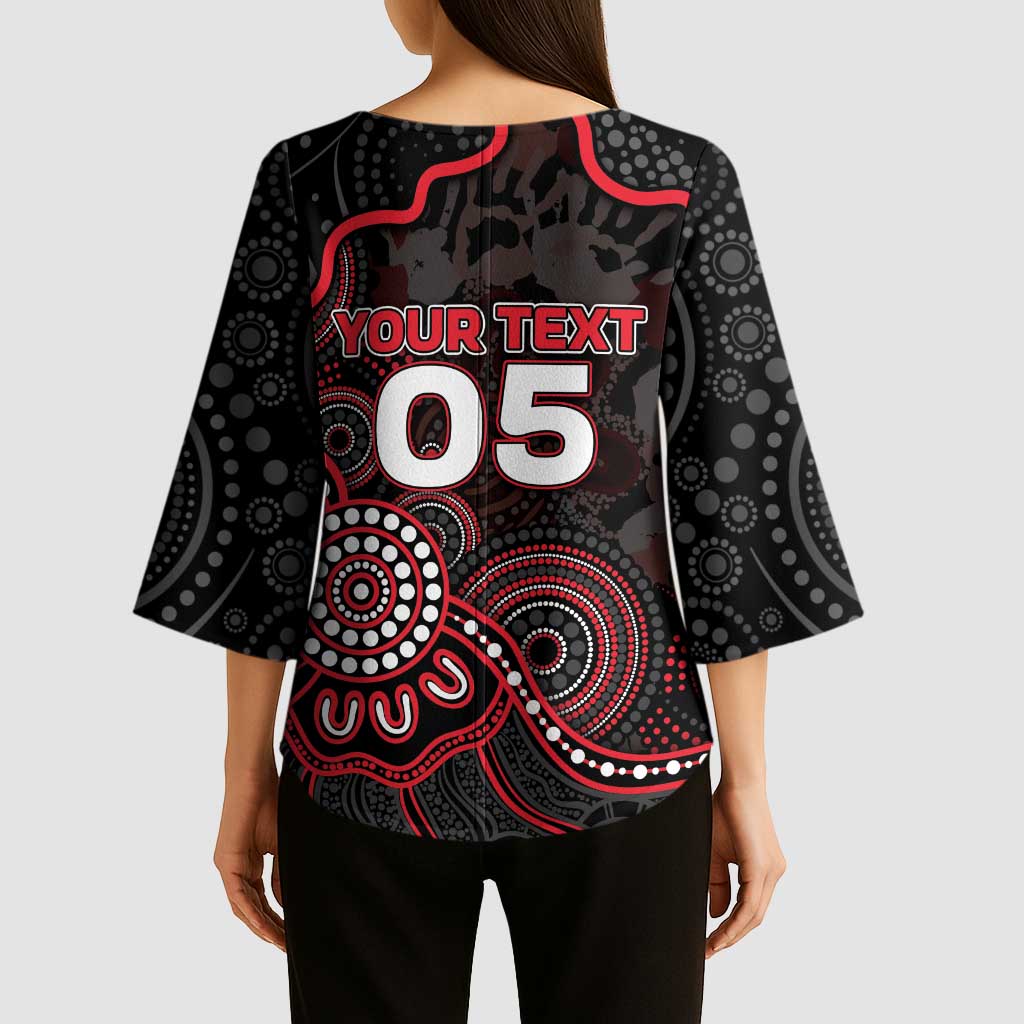Custom Saints Football Kimono Sleeve Blouse Aboriginal Dot Art Pattern