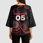 Custom Saints Football Kimono Sleeve Blouse Aboriginal Dot Art Pattern