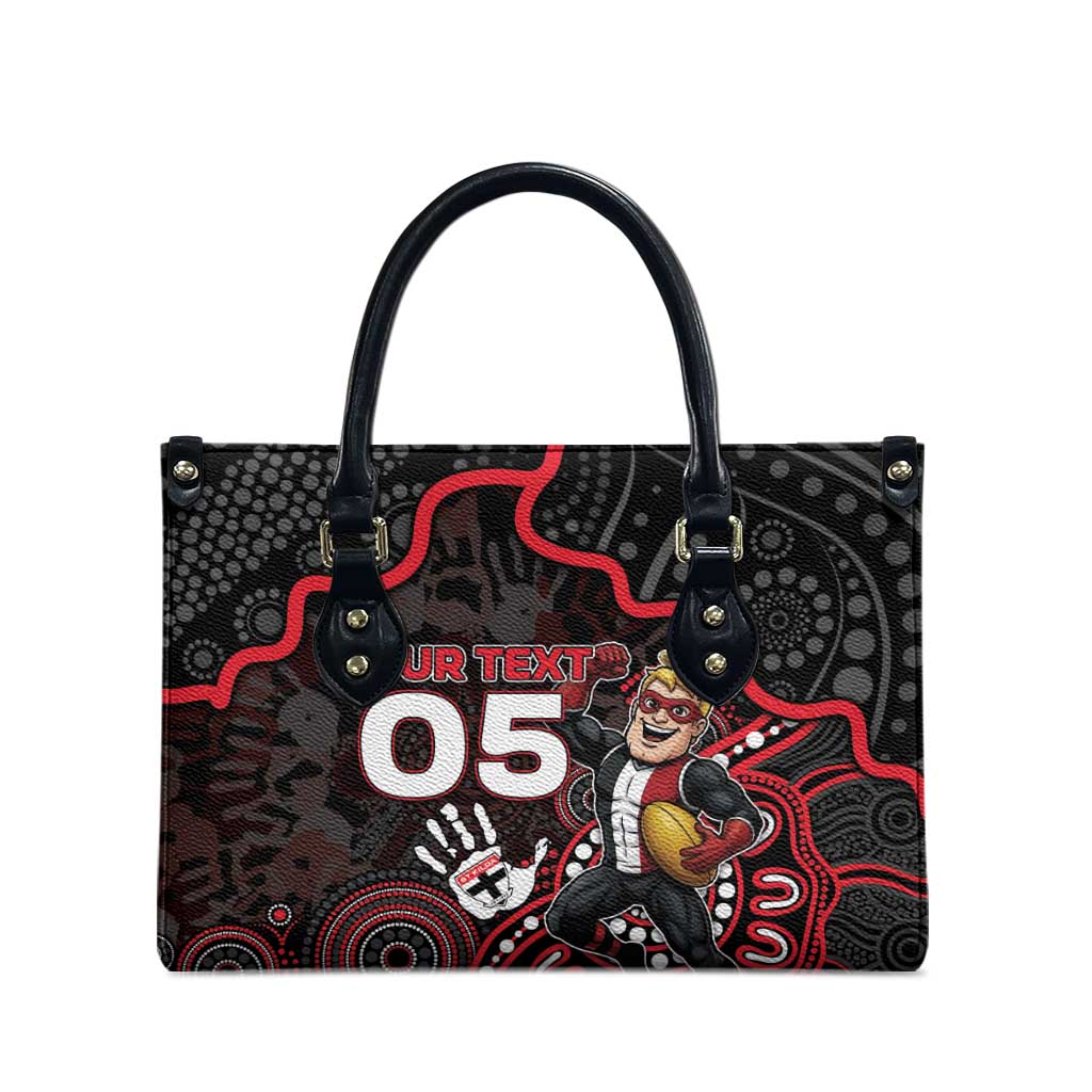 Custom Saints Football Leather Bag Aboriginal Dot Art Pattern