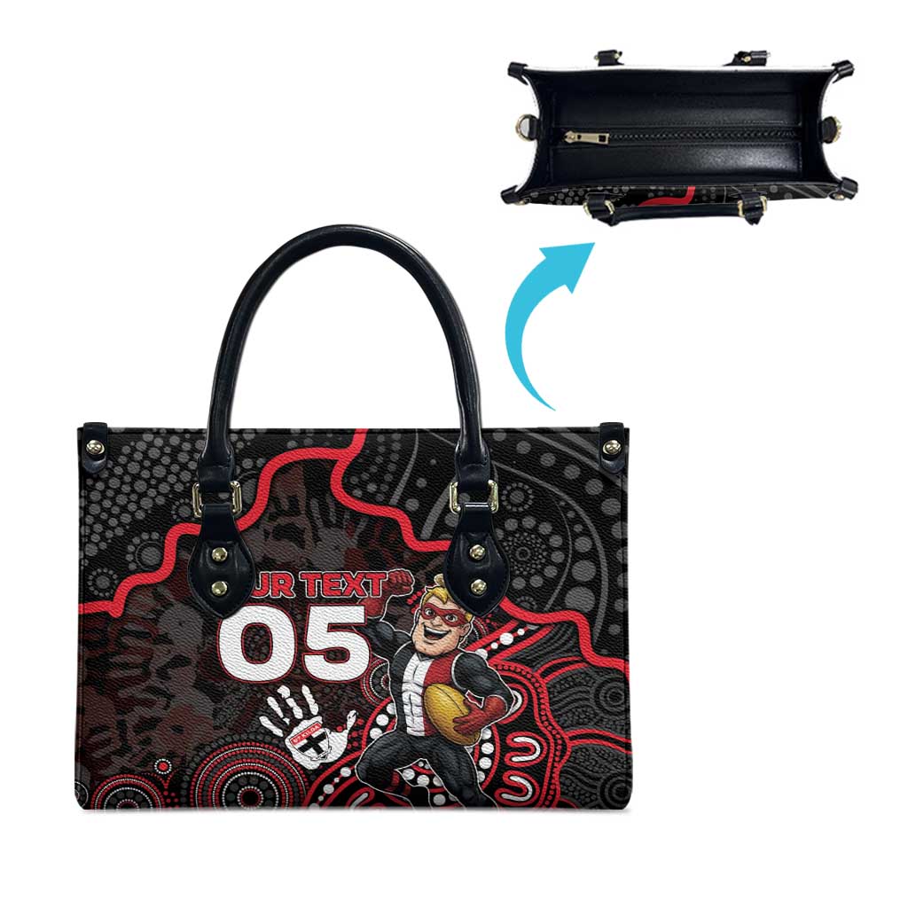 Custom Saints Football Leather Bag Aboriginal Dot Art Pattern
