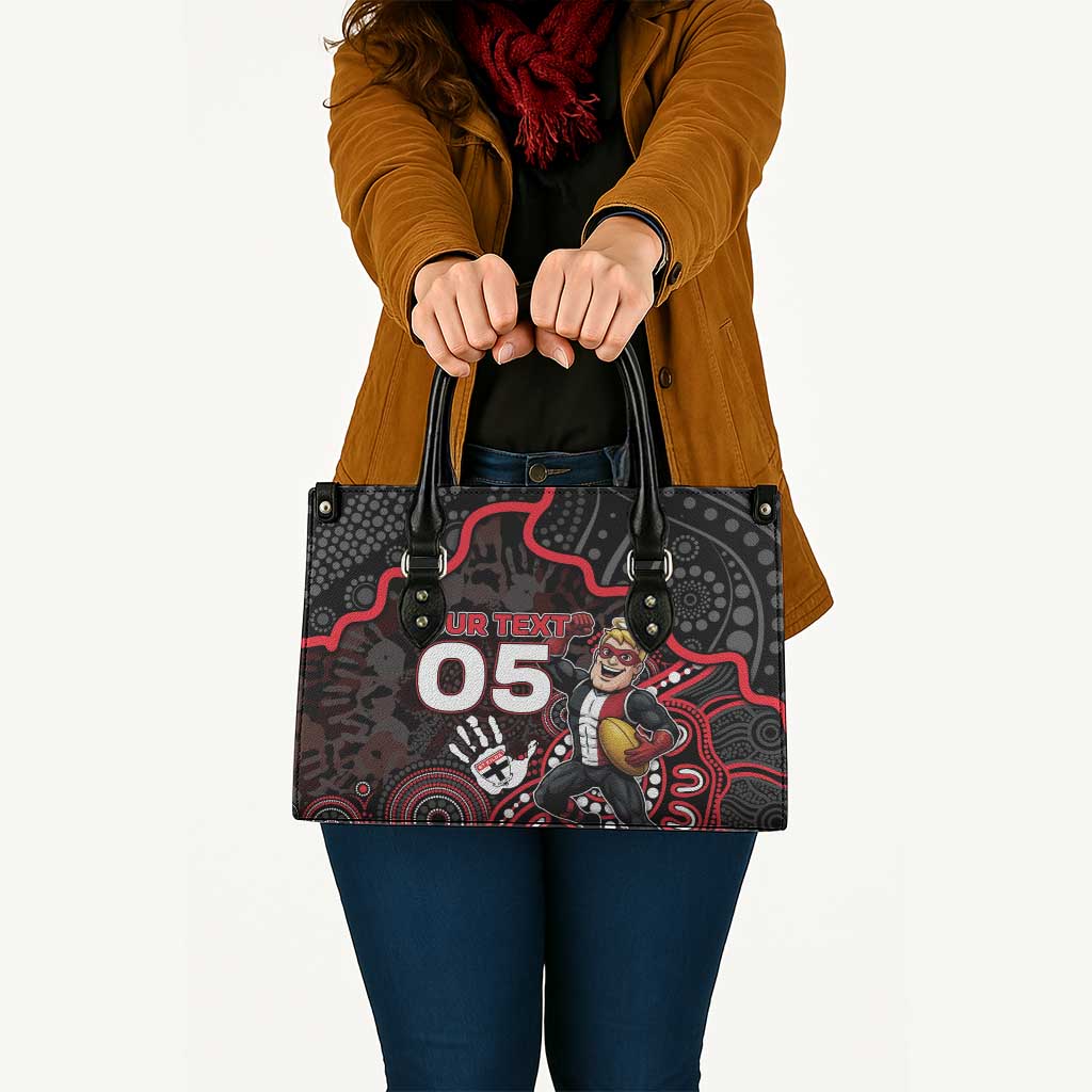Custom Saints Football Leather Bag Aboriginal Dot Art Pattern