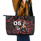 Custom Saints Football Leather Tote Bag Aboriginal Dot Art Pattern