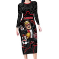 Custom Saints Football Long Sleeve Bodycon Dress Aboriginal Dot Art Pattern