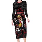Custom Saints Football Long Sleeve Bodycon Dress Aboriginal Dot Art Pattern