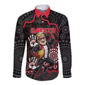 Custom Saints Football Long Sleeve Button Shirt Aboriginal Dot Art Pattern