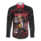 Custom Saints Football Long Sleeve Button Shirt Aboriginal Dot Art Pattern