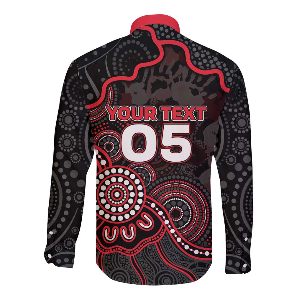 Custom Saints Football Long Sleeve Button Shirt Aboriginal Dot Art Pattern