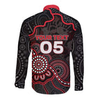 Custom Saints Football Long Sleeve Button Shirt Aboriginal Dot Art Pattern